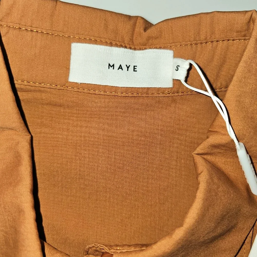 NWT Camel Cotton Poplin Midi Shirtdress Pintuck Button Front Pockets Small - Picture 9 of 10